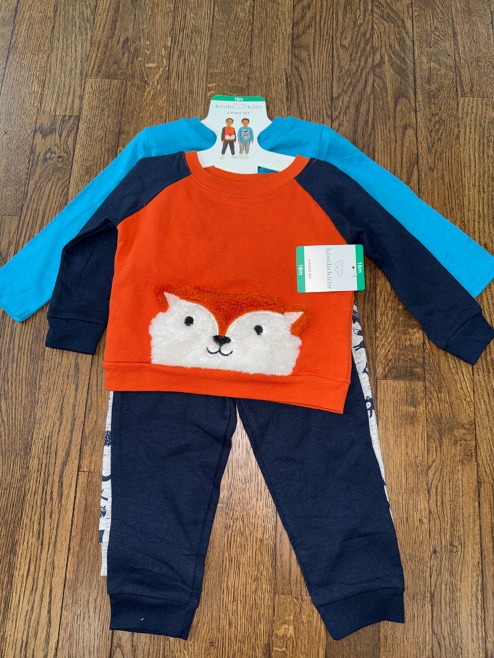 Koala Kids Orange & Navy Fox Two-Piece Set